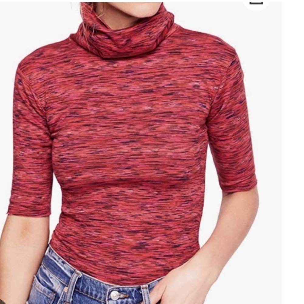 Red and Black Short Sleeve Tee with Soft Knit Texture